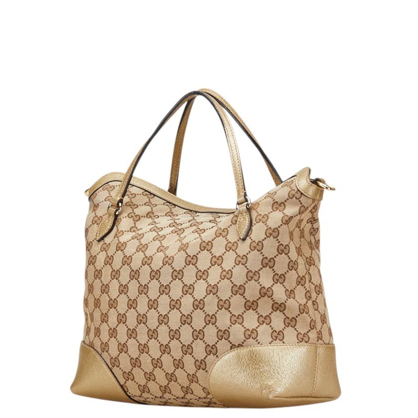 Gucci Gg Canvas Brie Handbag/Shoulder Bag 2Way 353120 Beige Gold Leather