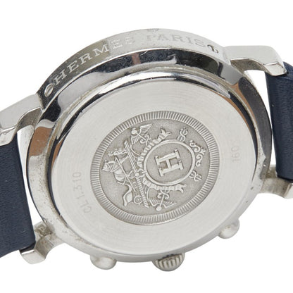 Herms Clipper Strap (Non-Original) Watch Cl1.310 Quartz Movement Blue Dial Stainless Steel Leather