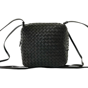 Bottega Veneta Intrecciato Leather Shoulder Bag/Sacoche/Pochette Black 45719