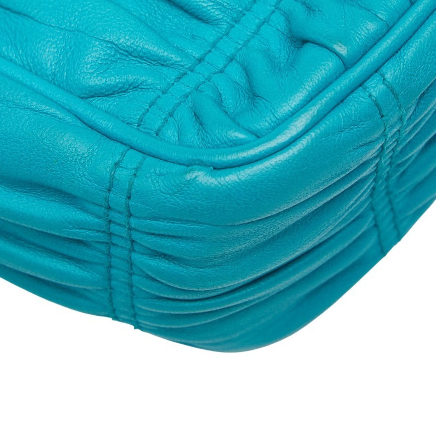 Prada Nappa Gaufre Chain Shoulder Bag Bt0939 Blue Leather