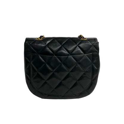 Chanel Matelasse Coco Mark Lambskin Chain Shoulder Bag Pochette Black 719-7