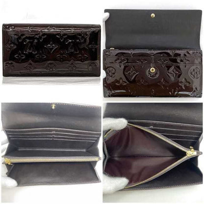 Louis Vuitton Bi-Fold Long Wallet Portefeuille Sarah Ec-22974 Wine Red Amaranth Monogram Vernis