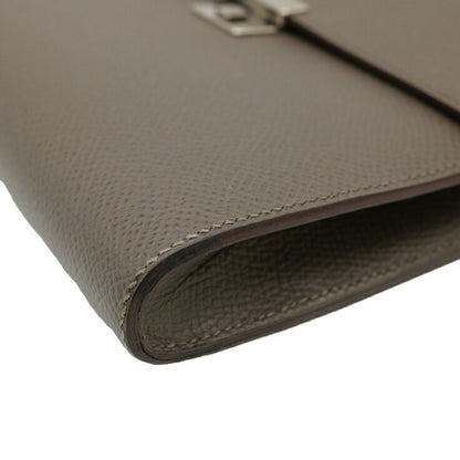Hermes Click 16 Shoulder Bag Pouch Wallet Epsom Leather Etoupe Greige #A