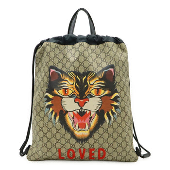 Gucci Gg Supreme Angry Cat Loved Drawstring Backpack In Pvc