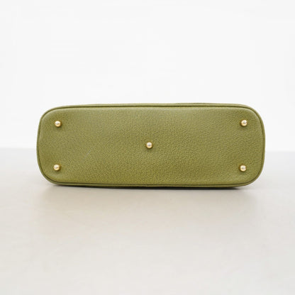 Gucci Bamboo Handbag 000 1046 0290 Suede Green Champagne 2-Way Bag