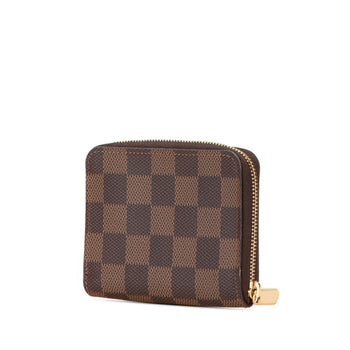 Louis Vuitton Damier Zippy Coin Purse Case N63070 Brown Pvc