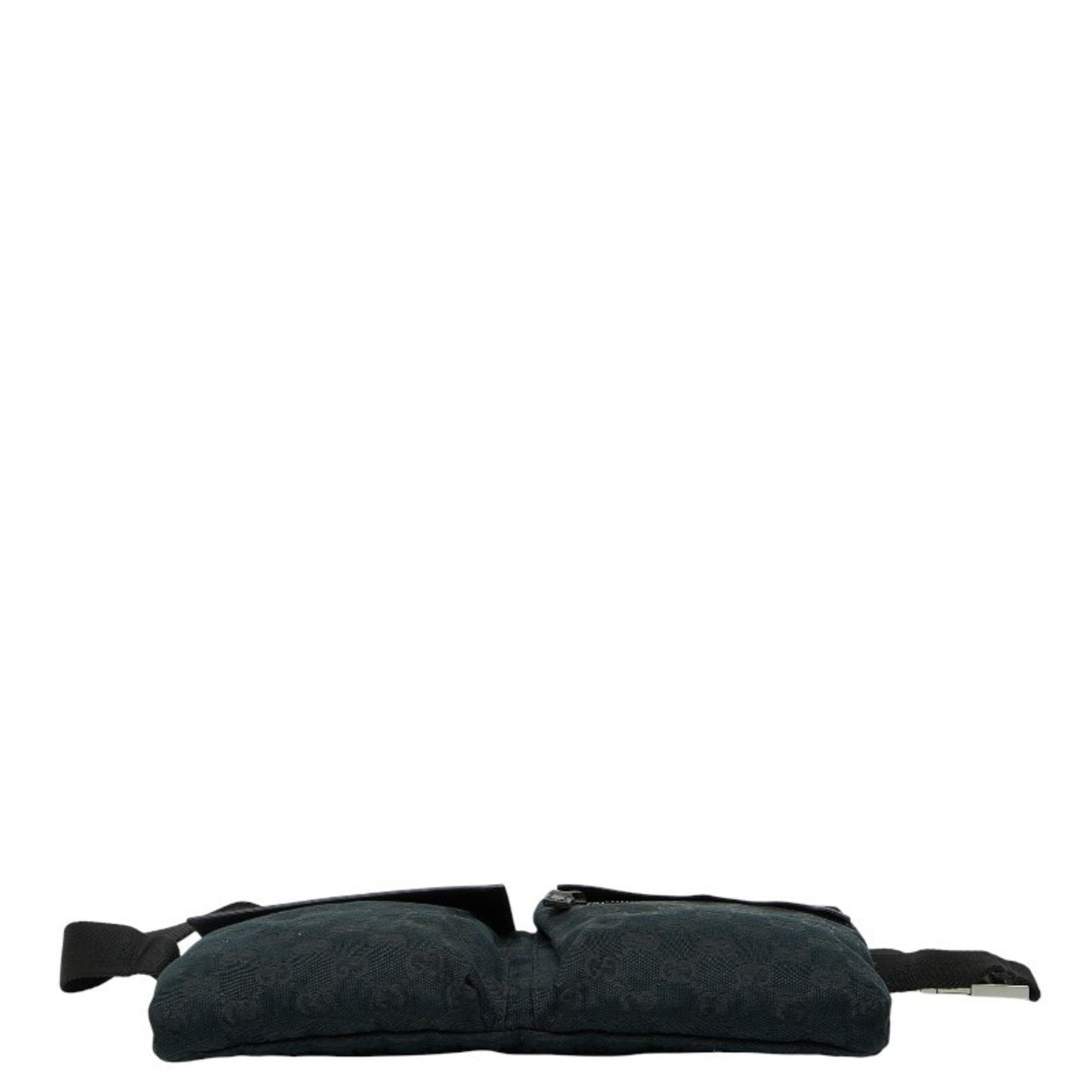 Gucci Gg Canvas Waist Bag/Shoulder Bag 28566 Black Leather