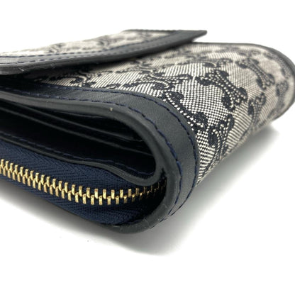Celine Triomphe Tri-Fold Wallet Canvas Leather Navy