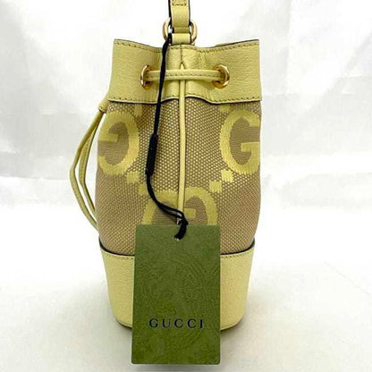 Gucci Shoulder Bag Mini Bucket F-23500 Yellow Jumbo Gg 550620 Unused Canvas Leather 498879 Gucci