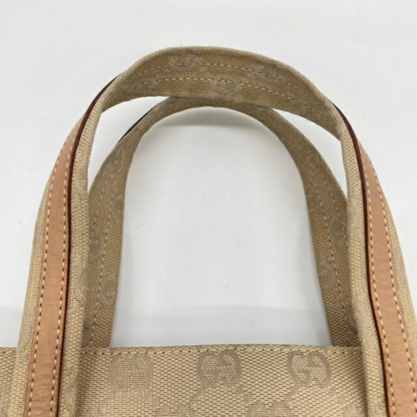 Gucci 002 1079 Handbag Tote Bag Beige Gg Canvas Leather