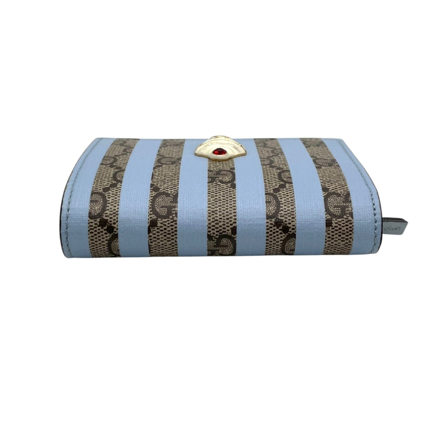 Gucci Gg Supreme Ice Cream Bifold Compact Wallet In Beige And Light Blue Leather