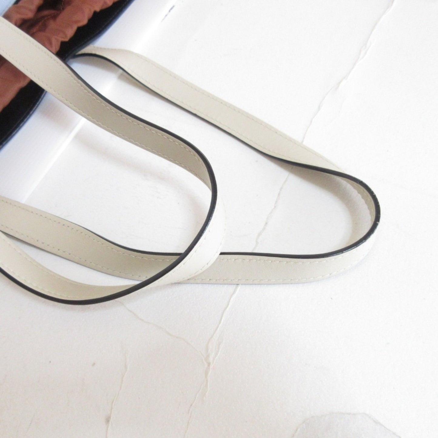 Marni Gusset Leather Drawstring Tote Bag One Shoulder Light Blue X Brown