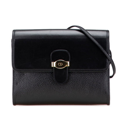 Christian Dior Dior Cd Logo Shoulder Bag In Black Leather