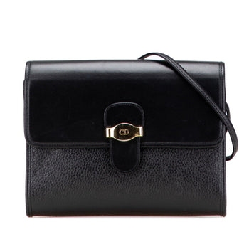 Christian Dior Dior Cd Logo Shoulder Bag In Black Leather