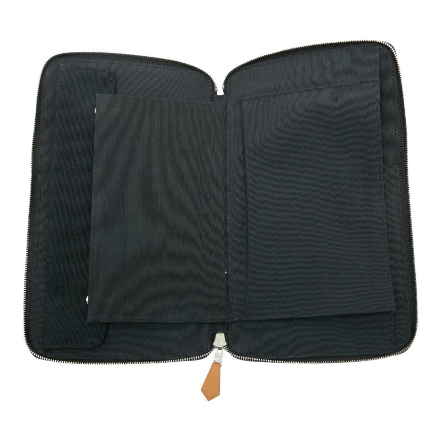 Hermes Herms Gm Fouletour Round Zip Long Wallet In Black