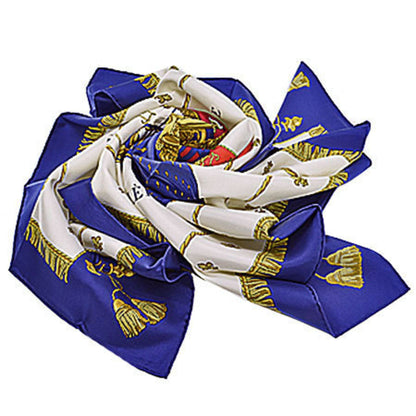 Hermes Hermes Scarf Carre 90 Vuedu Carosse De La Galere Reale Queen Coronation Silk Navy X White