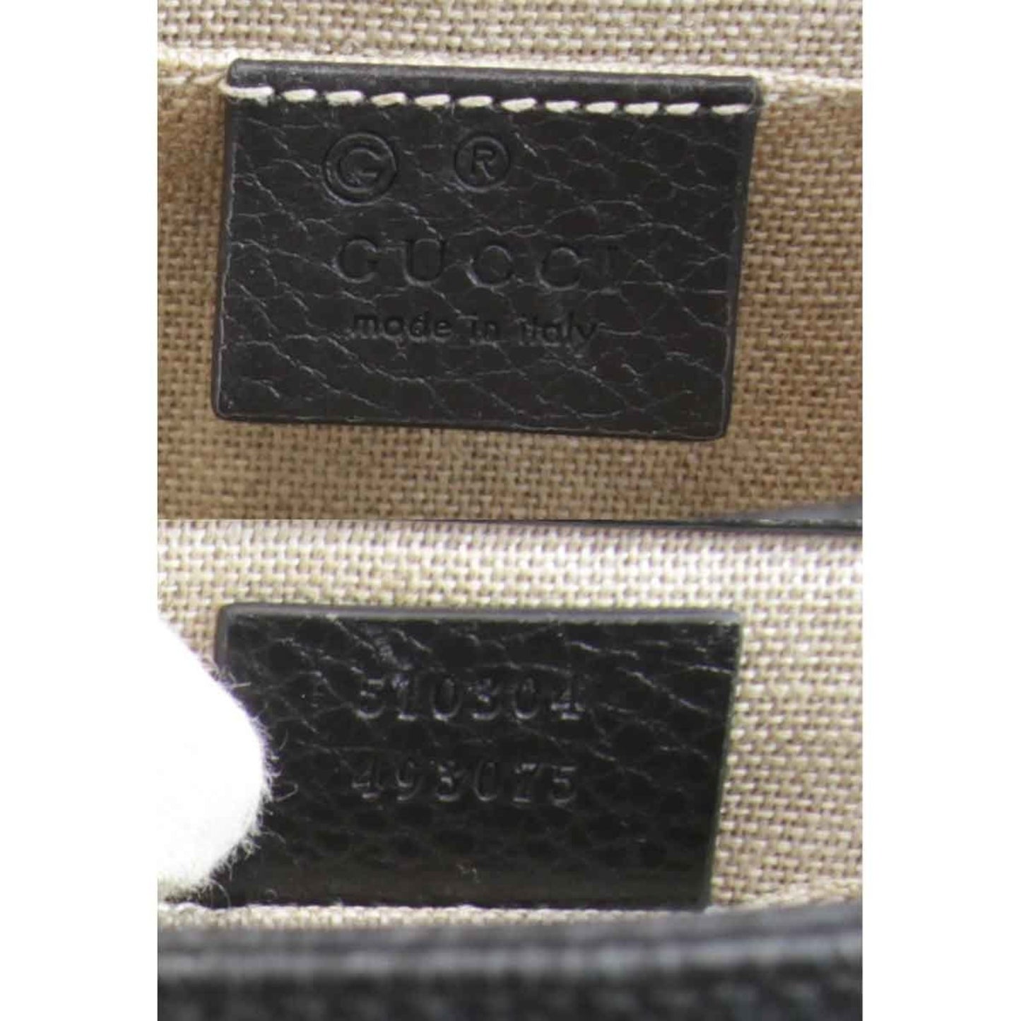 Gucci Interlocking G Chain 510304 493075 Shoulder Bag Leather Black