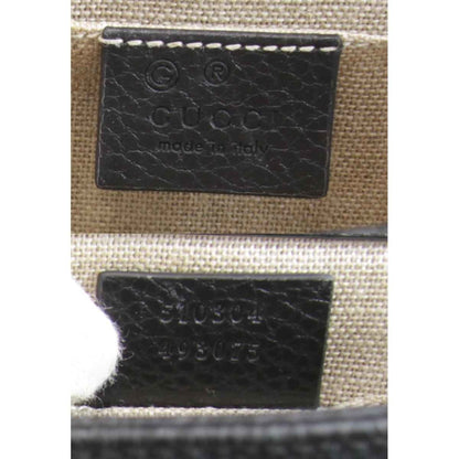 Gucci Interlocking G Chain 510304 493075 Shoulder Bag Leather Black