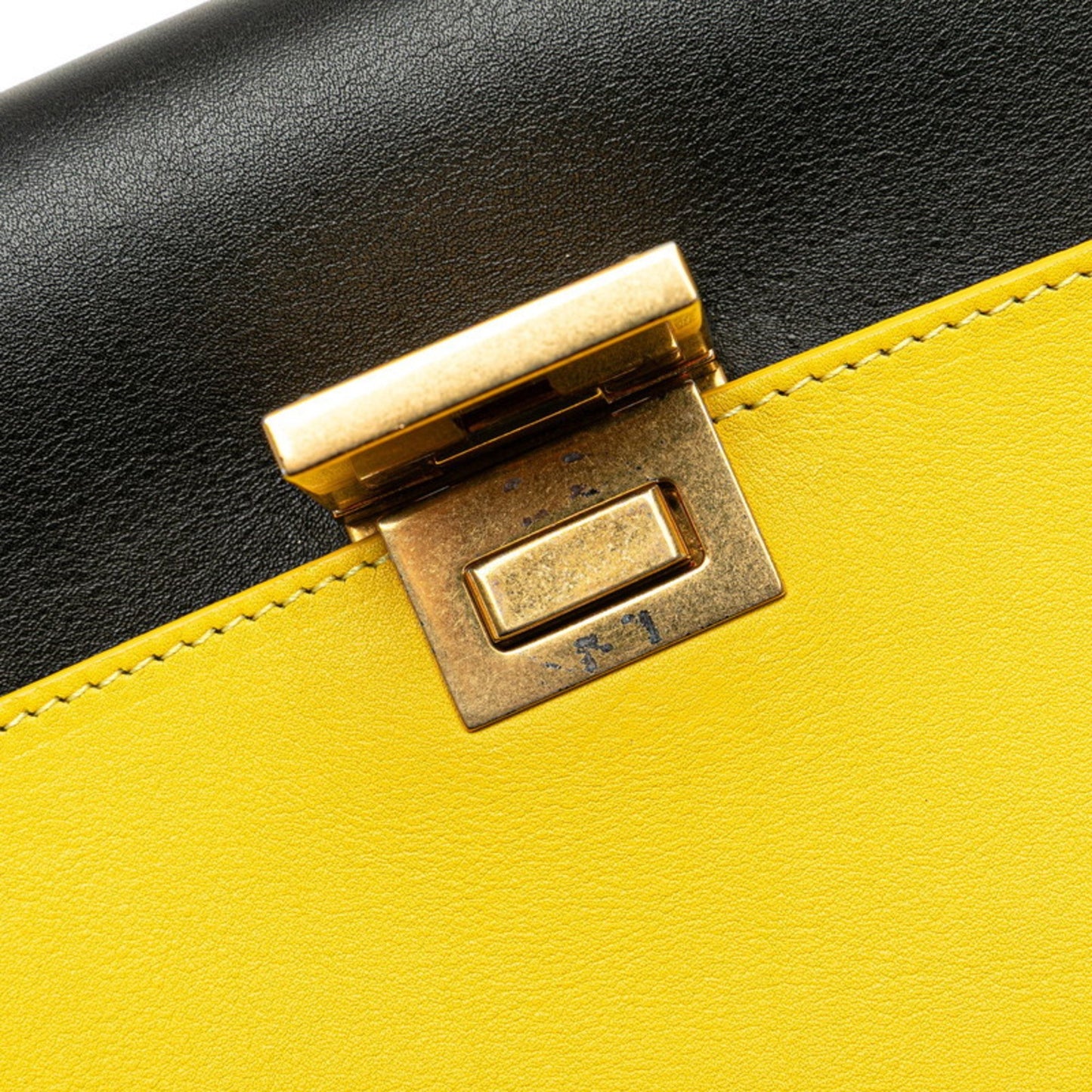 Celine Trapeze Tricolor Handbag Shoulder Bag 2Way Yellow Black Blue Leather