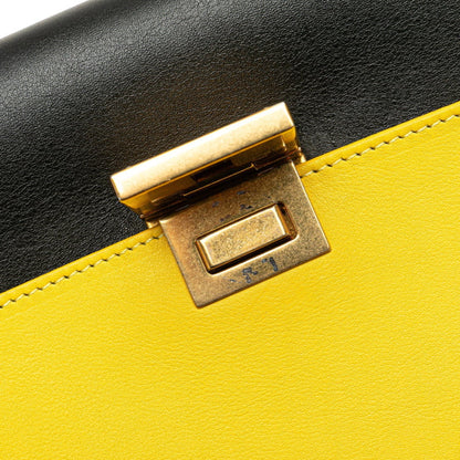 Celine Trapeze Tricolor Handbag Shoulder Bag 2Way Yellow Black Blue Leather