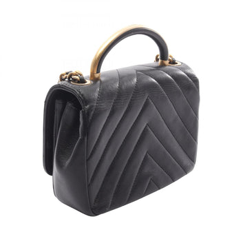 Chanel Chevron V-Stitch Top Handle Shoulder Bag Leather