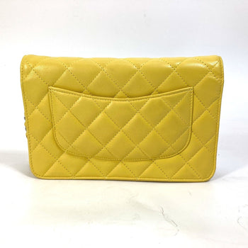 Chanel Ap0250 Cc Mark Chain Wallet Crossbody Long Wallet Bag Pochette Shoulder Bag Yellow