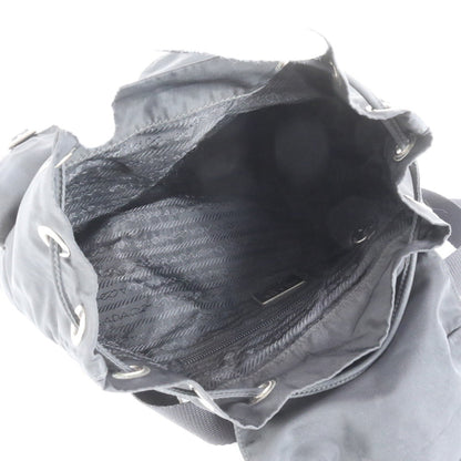 Prada Tessuto Nylon Triangle Logo Leather Backpack