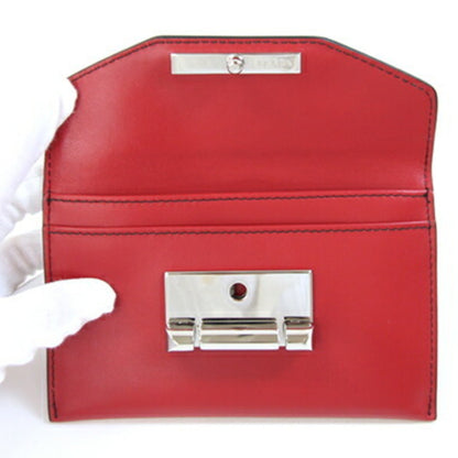 Prada Card Case 1Mc004 Red And Black Leather Pass Case
