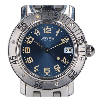 Hermes Cl5 210 Clipper Diver Date Stainless Steel Watch With Navy Dial And Quartz Movement