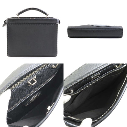 Fendi Handbag Shoulder Bag Peekaboo Fit Leather Black Grey Silver