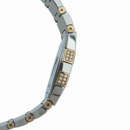 Omega Constellation Quadrella 1286.75 Quartz Watch Ss/Diamond/Pink Gold White Shell 0219Omega