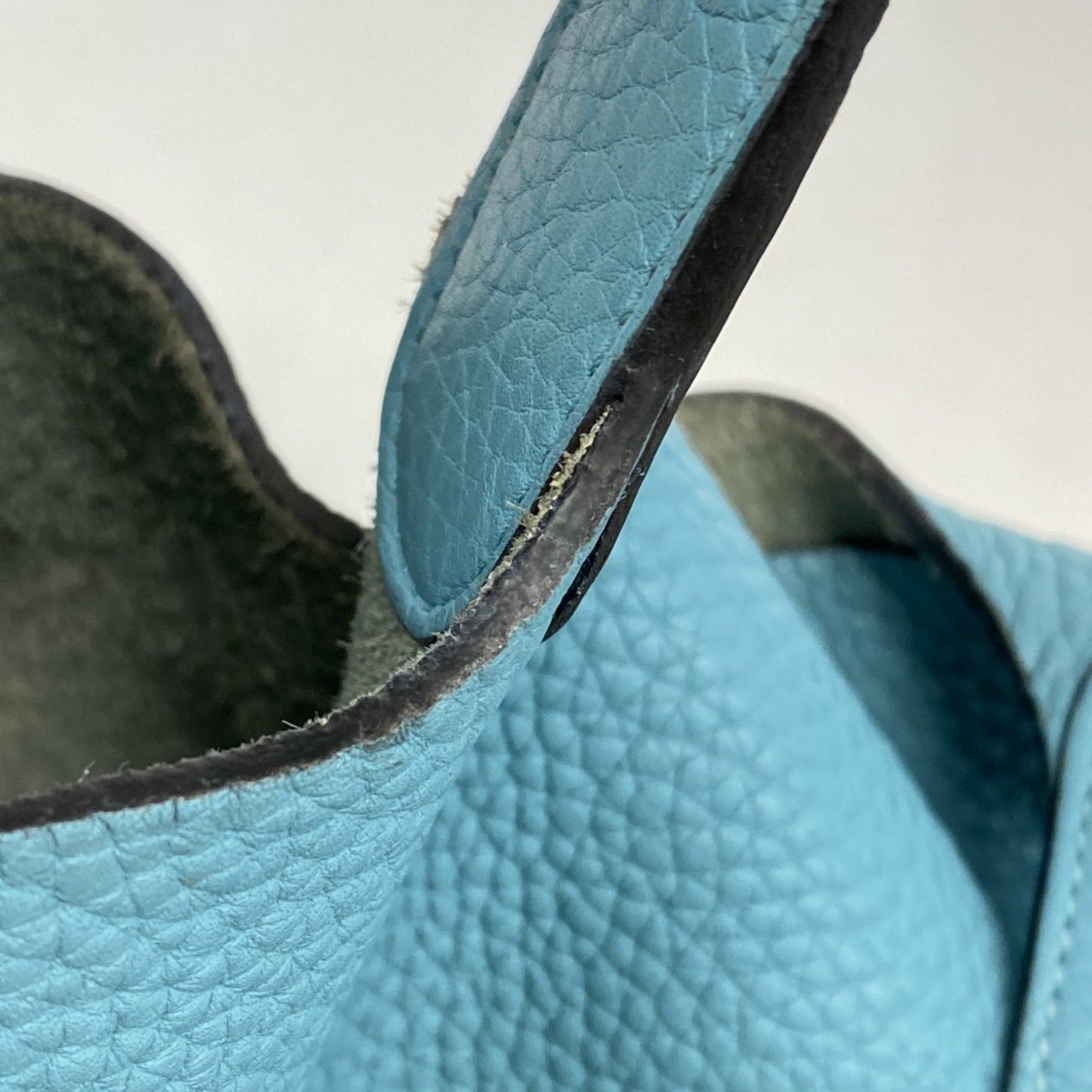 Hermes Herms Picotin Lock Mm Handbag In Taurillon Clemence Blue Atoll