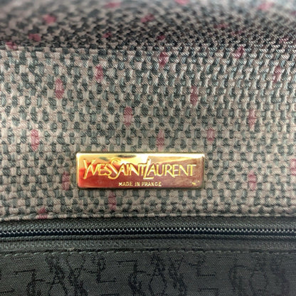 Yves Saint Laurent Vintage Ysl Logo Red Purple Gold Hardware Leather Canvas Shoulder Bag Crossbody