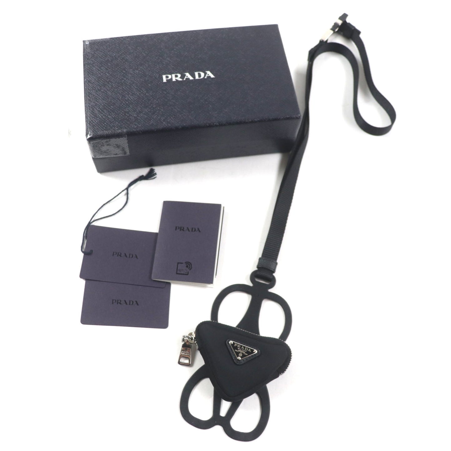 Prada 1Zt054 Nylon Re-Nylon Triangle Logo Neck Strap Phone Holder Smartphone Black Made In Italy