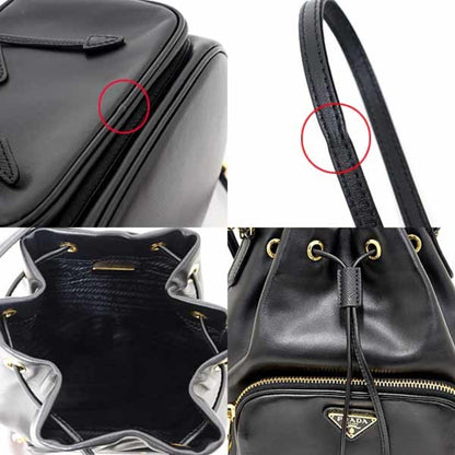 Prada Duet Bucket Bag Shoulder In Soft Calfskin And Saffiano Leather