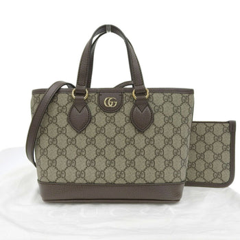 Gucci Mini Tote 811716 213317 Bag Gg Supreme Beige Brown Double G