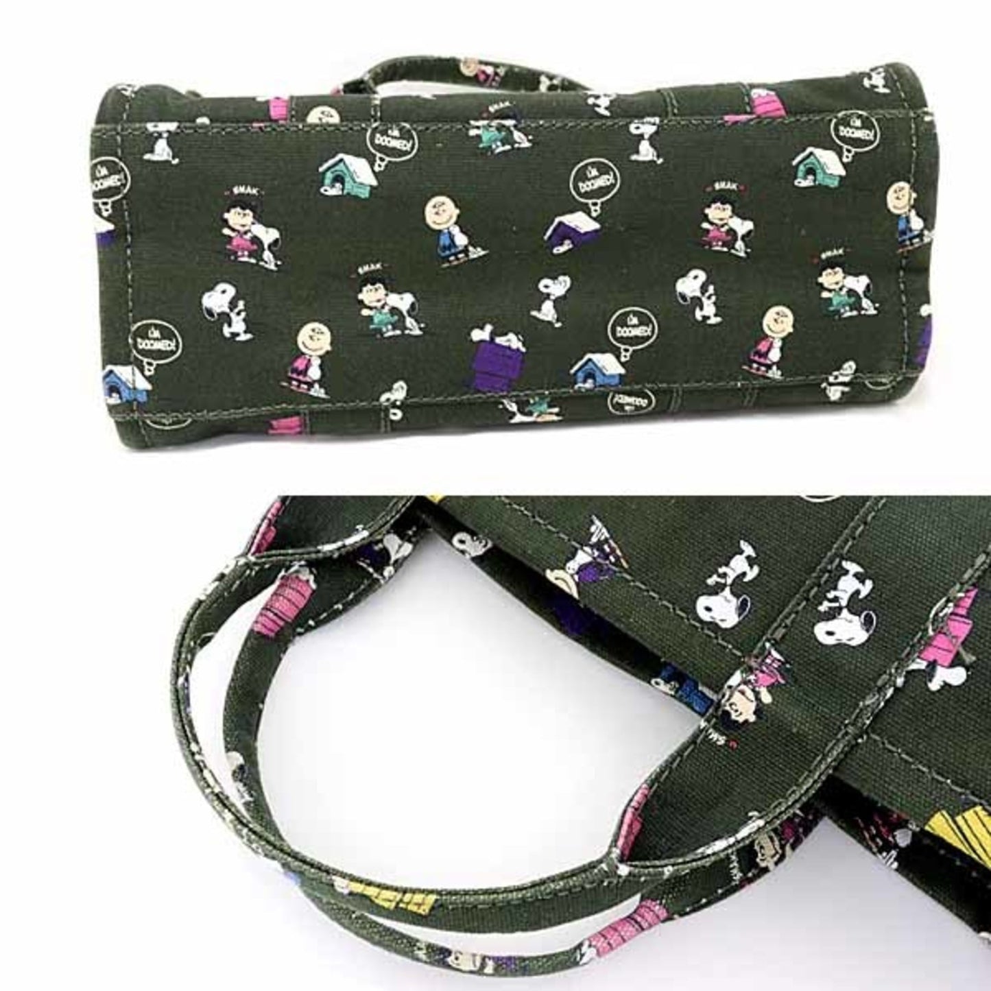 Marc Jacobs X Peanuts Collaboration: The Tote Canvas Tote Bag In Khaki Green.