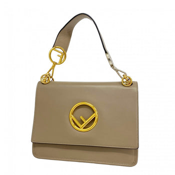 Fendi Canayeff Leather Handbag In Beige