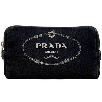 Prada Pouch Ec-24309 Black Nero Talco Canapa 1Na693 Canvas 42 Prada Print