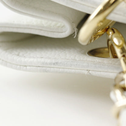 Chanel Pst Chain Tote Shoulder Bag Caviar Skin White A5 Snap Button