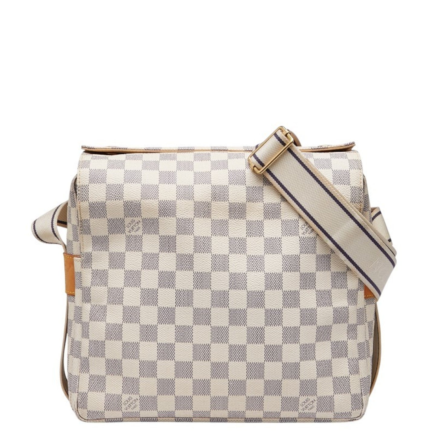 Louis Vuitton Damier Azur Naviglio Shoulder Bag N51189 White Leather