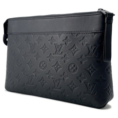 Louis Vuitton Clutch Bag Monogram Shadow Pochette Voyage Souple M82545 Louis Vuitton Black