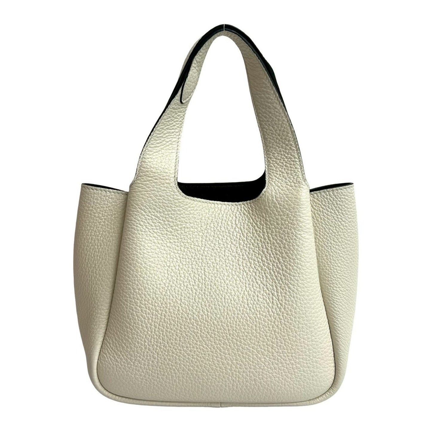 Prada Triangle Logo Leather Handbag Mini Tote Bag White 42786