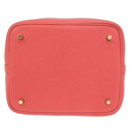 Herms Picotin Lock Mm Taurillon Clemence Leather Rouge Pivoine Handbag