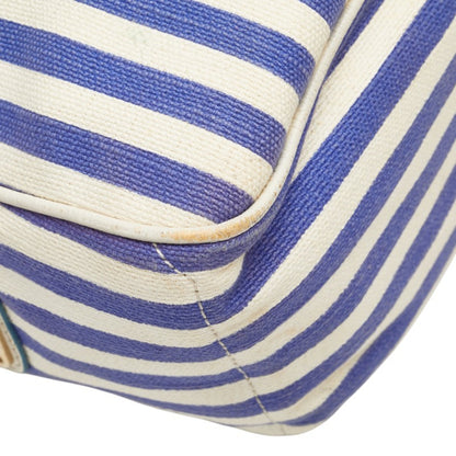 Celine Boogie Bag Striped Handbag Blue White Canvas Leather