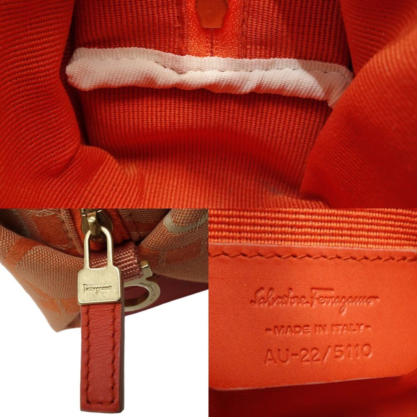 Salvatore Ferragamo Gancini Canvas Orange 180414