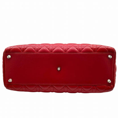 Christian Dior Dior Christian Lady Large Handbag Tote Bag Cannage Shoulder Pink