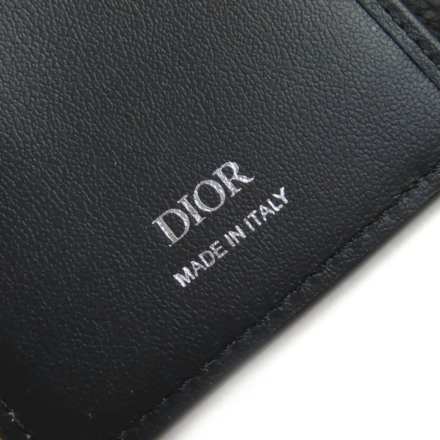 Christian Dior Dior 2Llch187Ken Dior Normandie Logo Leather Card Holder/Card Case In Black With