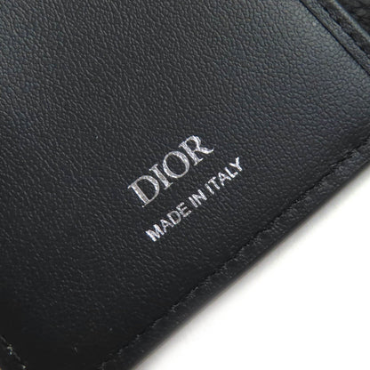 Christian Dior Dior 2Llch187Ken Dior Normandie Logo Leather Card Holder/Card Case In Black With