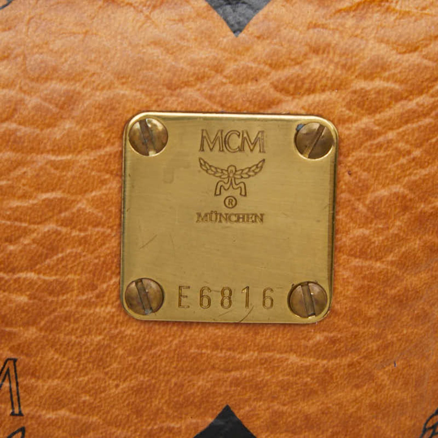 Mcm Visetos Logogram Shoulder Bag In Brown Leather